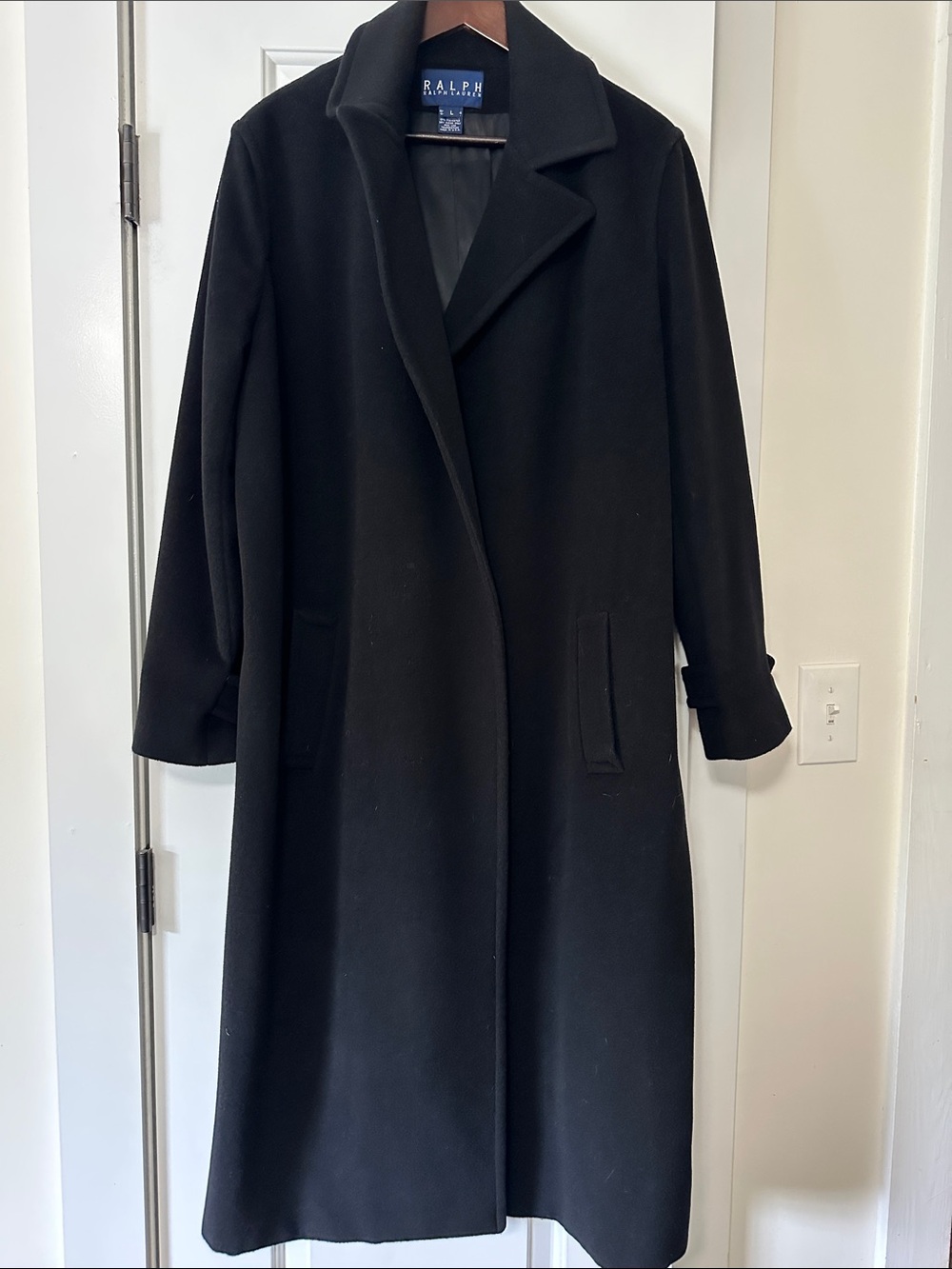Ralph Lauren Black Wool Single-Breasted Long Coat